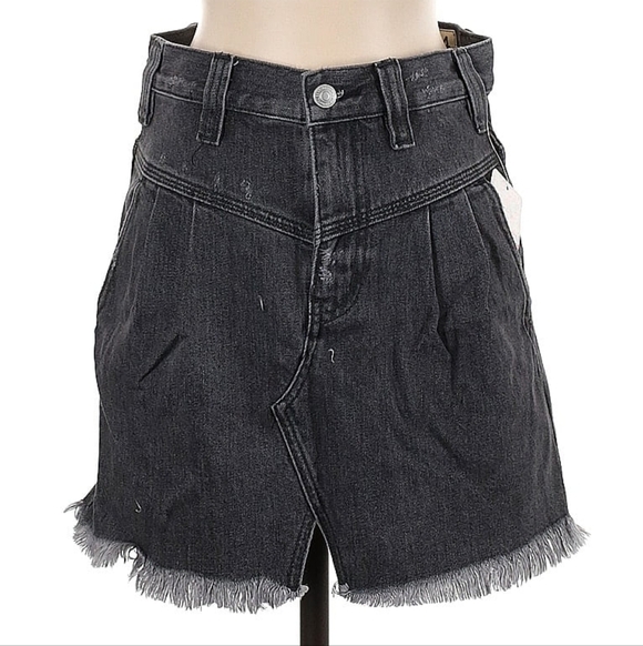 Free People Sanded Black Denim Mini Skirt – NWT - Picture 2 of 5
